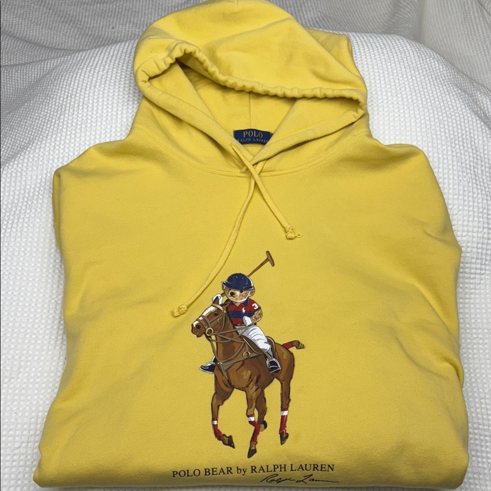 Ralph Lauren Yellow Polo Bear Hoodie - 3XL (Men) /Women’s Over-Sized Lounge Shir